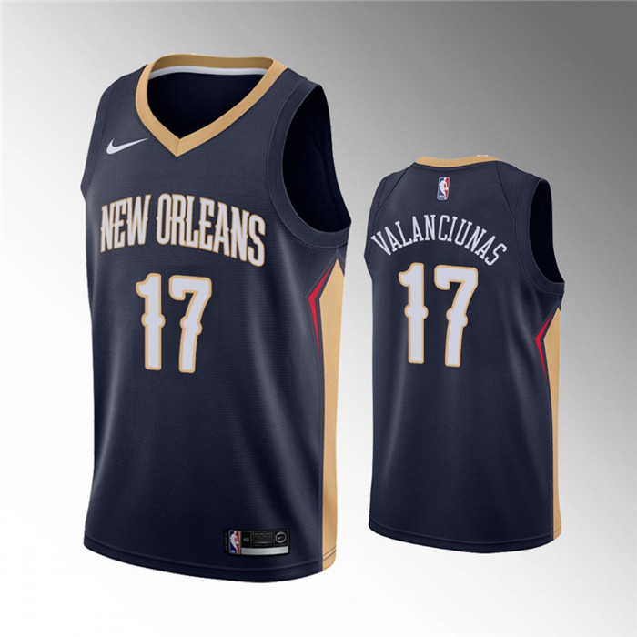 Men's New Orleans Pelicans #17 Jonas Valanciunas Navy Icon Edition Stitched Jersey Men's New Orleans Pelicans #17 Jonas Valanciunas Navy Icon Edition Stitched Jersey